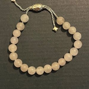 David Yurman Adjustable 925 Silver Rose Pink Quartz 8mm Spiritual Bead Bracelet